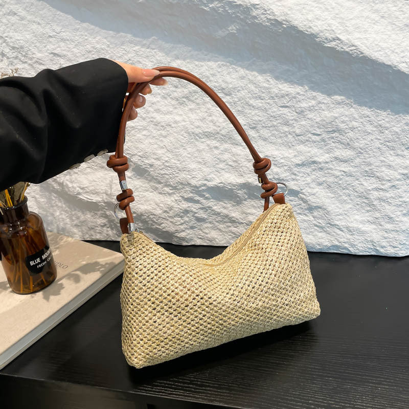 Straw-Woven Hand-Woven Large-Capacity Retro Shoulder Tote Bag wholesale product image