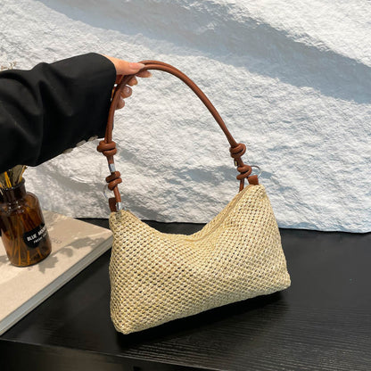 Straw-Woven Hand-Woven Large-Capacity Retro Shoulder Tote Bag wholesale product image