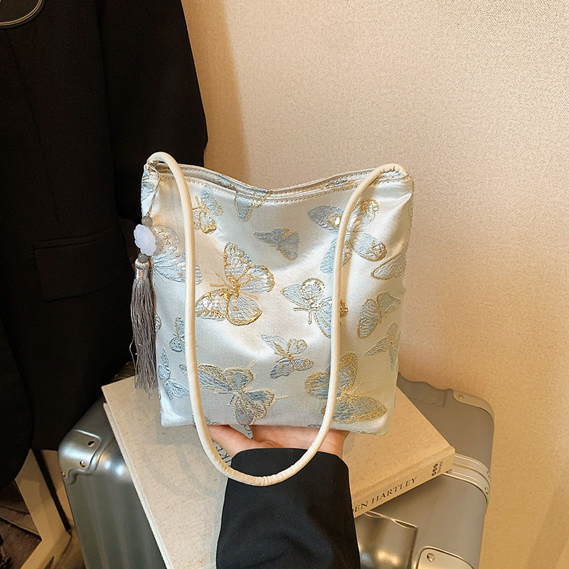 Butterfly-Embroidered Bucket Chinese-Style Underarm Bag wholesale product image