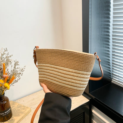 Women's Straw-Woven Bucket Large-Capacity Shoulder & Crossbody Bag wholesale product image